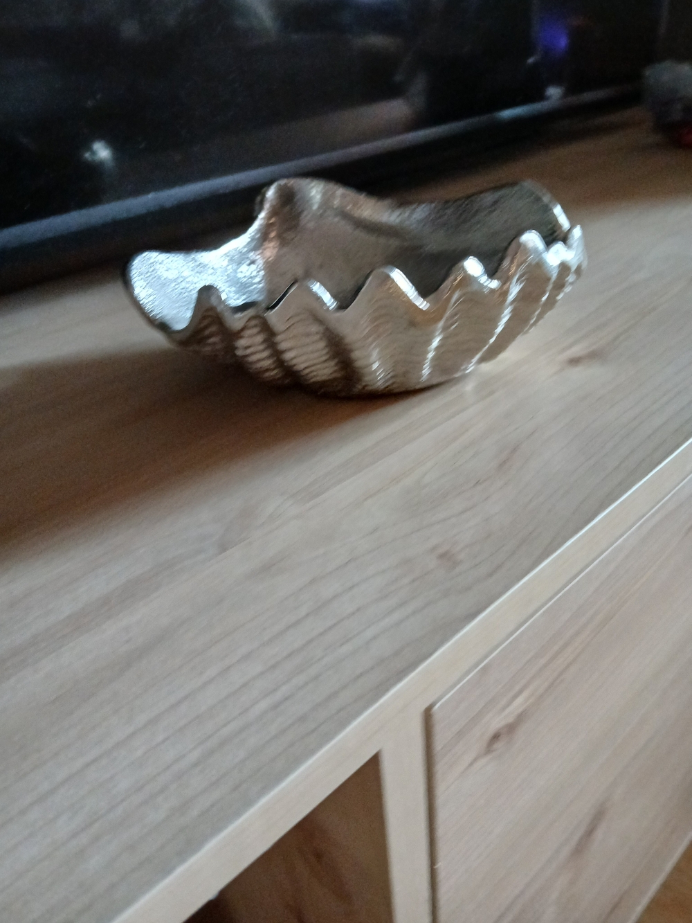 Metallic Gold Decorative Silver Scalloped Accent Bowl - Home Kitchen